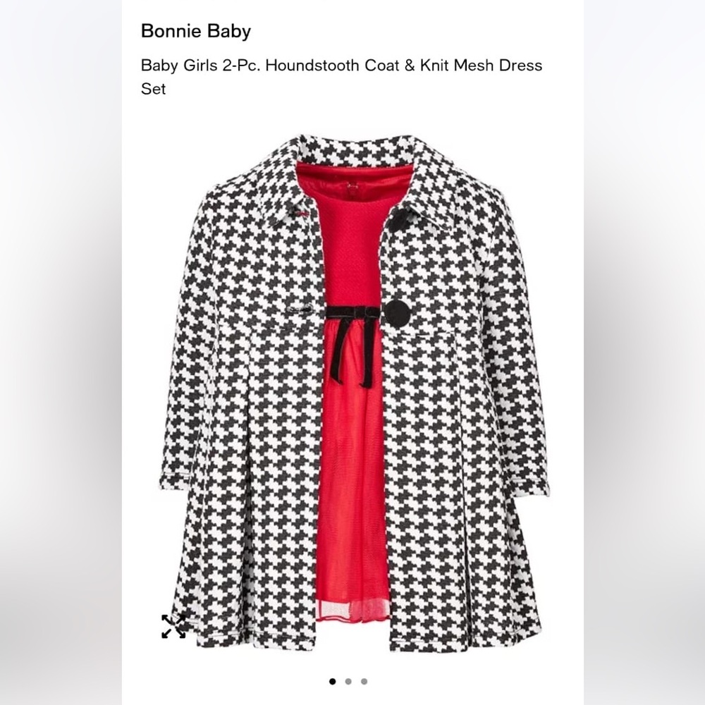 Bonnie Baby Houndstooth Coat and Red Dress Set